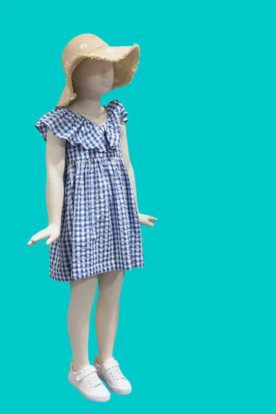 Voller Länge Bild Eines Kindes Schaufensterpuppe Tragen Schöne Kleidung Isoliert — Stockfoto