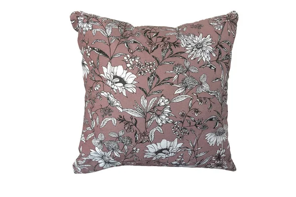 Decorative Pillow Floral Pattern Isolated White Background — Stock Photo, Image