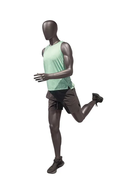 Full Length Image Running Male Display Mannequin Wearing Sportswear Isolated — Stock Photo, Image