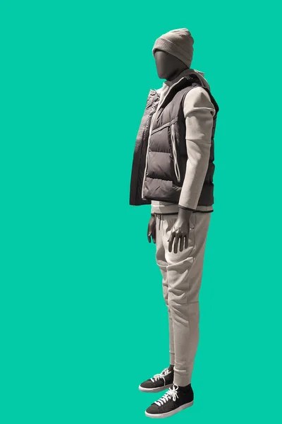 Image Pleine Longueur Mannequin Masculin Portant Des Vêtements Sport Hiver — Photo