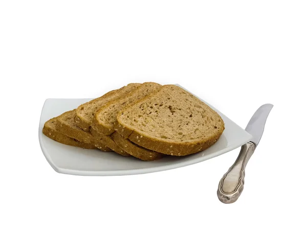 Slices of bread and knife. — Stock Photo, Image