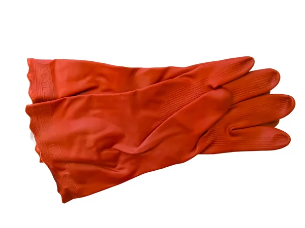 Красные резиновые перчатки — стоковое фото