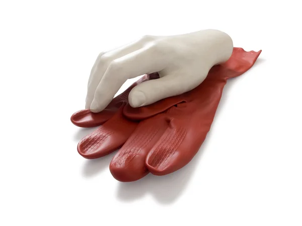 Plastic hand and protective glove — Stock Photo, Image