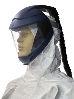 koruma, adam, maske, izole, kask, dişli, takım elbise, üniforma, wh