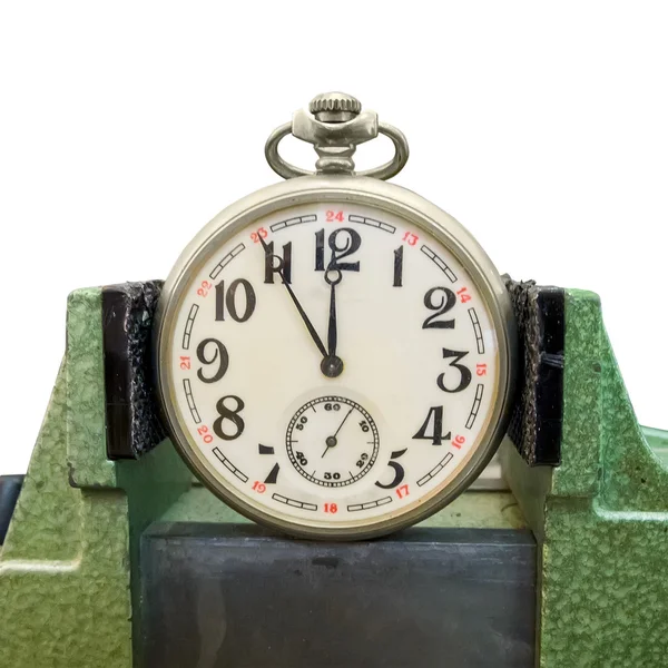 Reloj de bolsillo en empuñaduras antivicio — Foto de Stock