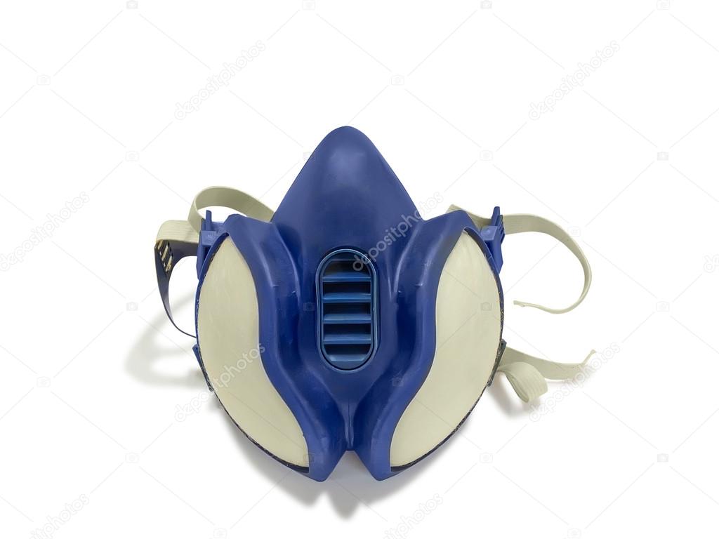 Blue respirator with straps