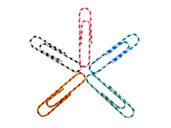 Five colorful paperclips. — Stock Photo, Image