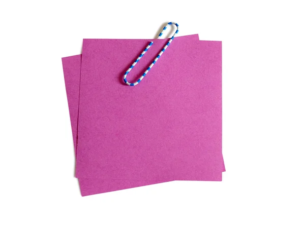 Puste różowy notatki z klipsem — Zdjęcie stockowe