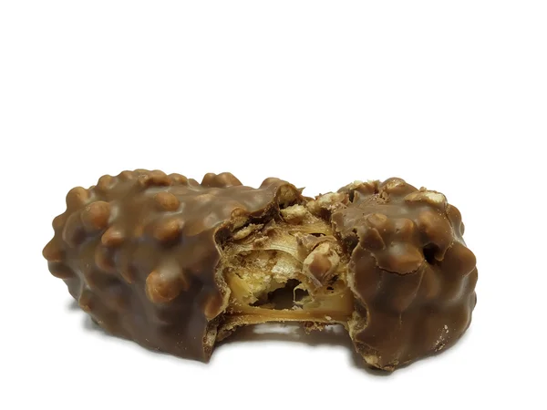 Chocolate bar with caramel and nuts — Stock Photo, Image
