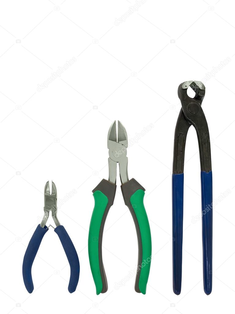 Collection set of three wire-cutters.
