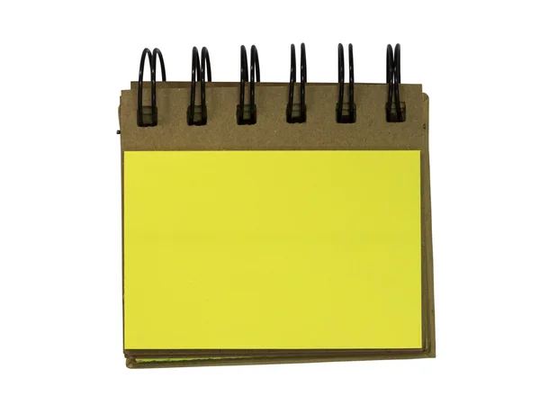 Notas adhesivas en blanco pegadas al cuaderno espiral —  Fotos de Stock