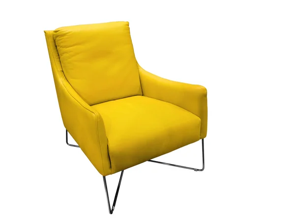 Modern yellow leather armchair — Stock Photo, Image