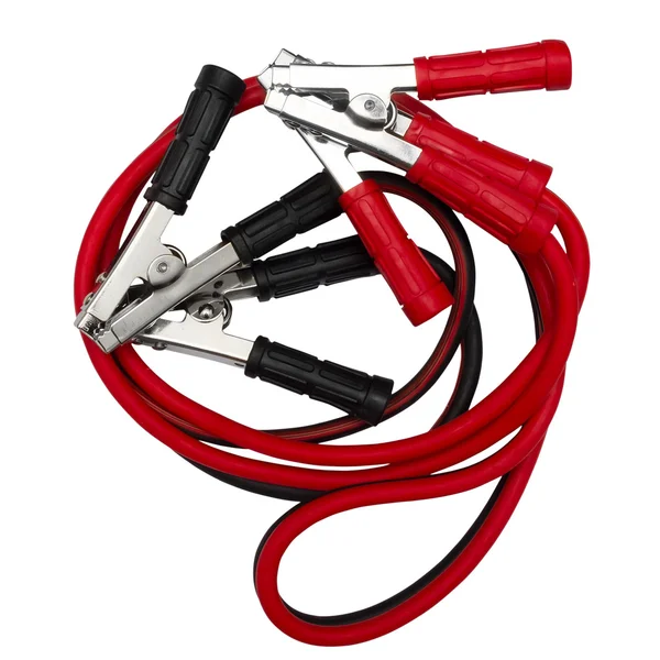 Červené a černé startovací kabely — Stock fotografie