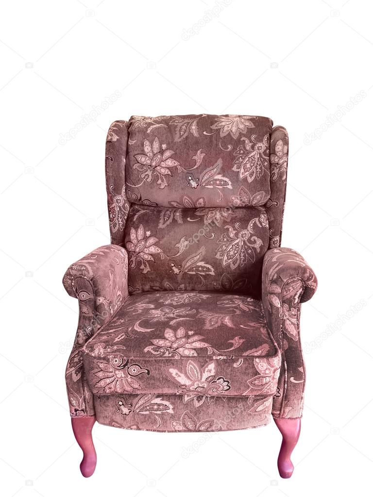 Velvet covered brown armchair 
