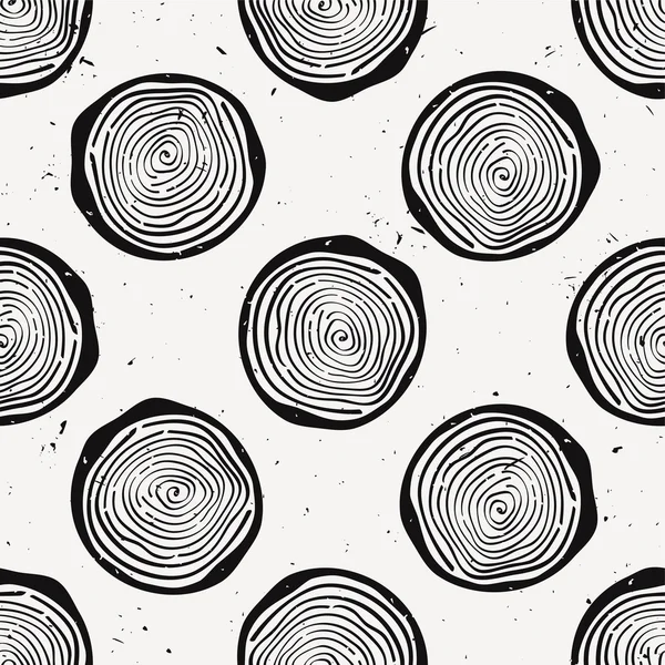 Vector grunge seamless pattern with tree rings. Modern rustic design. — Stock Vector