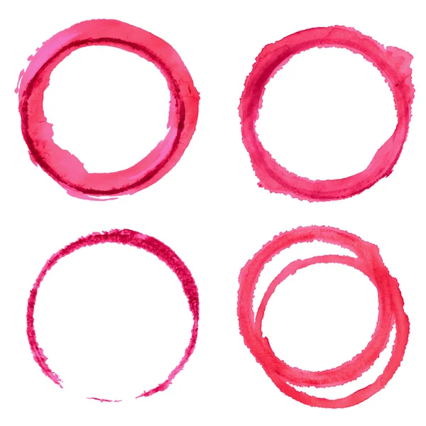Vektor Set mit runden Rotweinflecken isoliert auf weißem Hintergrund. — Stockvektor
