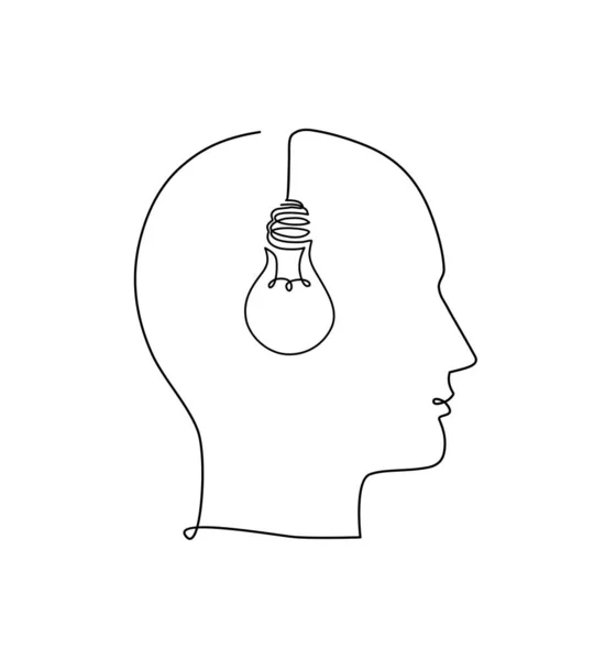 사람의 머리와 전구를 벡터화 그림입니다 창의성 해결책 아이디어의 유행하는 현대의 — 스톡 벡터