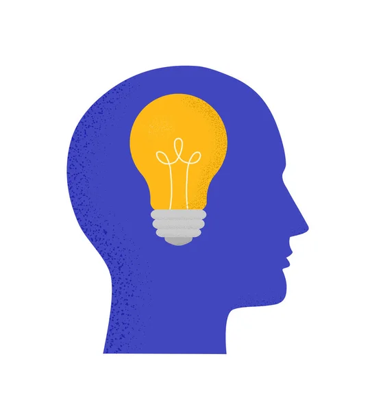 Vektorillustration Mit Menschlichem Kopf Und Glühbirne Trendiges Geschäftskonzept Denken Kreativität — Stockvektor