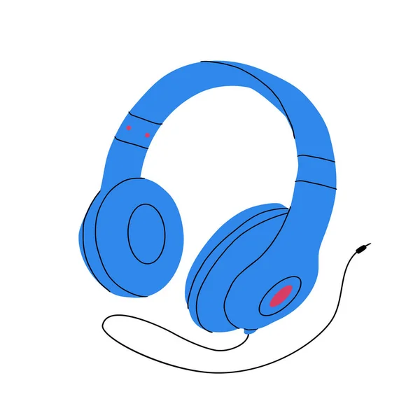 Ilustración Vectorial Con Auriculares Dibujos Animados Ilustración Garabato Aislado Sobre — Vector de stock