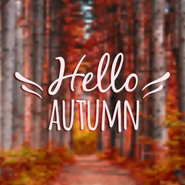 Vector blurred autumn landscape background with typography text — Stock Vector