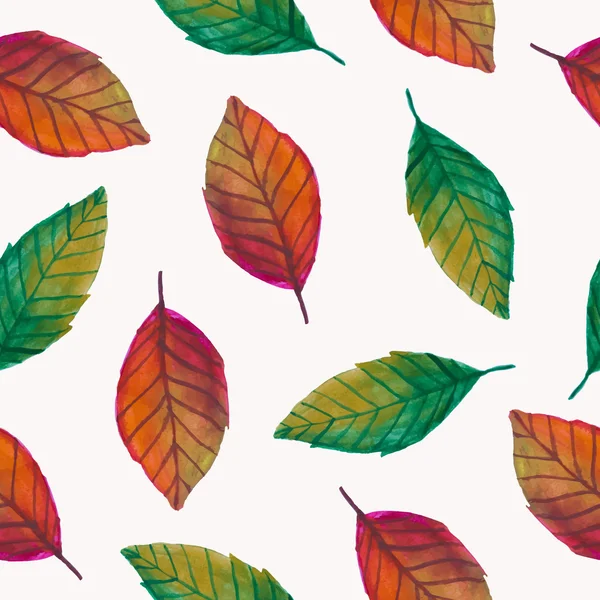 Modèle vectoriel sans couture avec des feuilles d'aquarelle — Image vectorielle