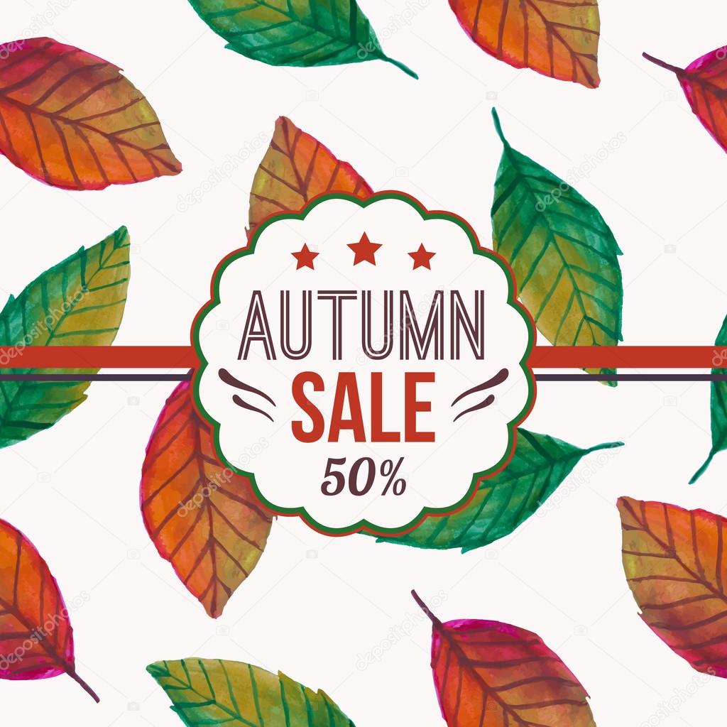 Vector illustration with autumn leaves pattern and typography te