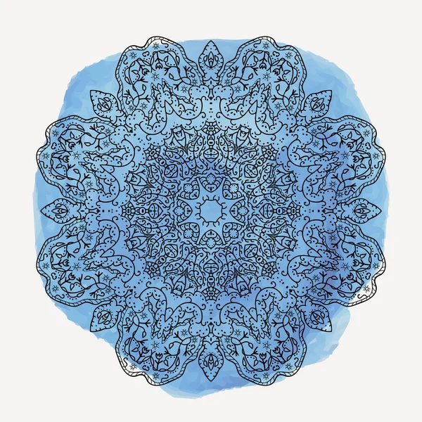 Illustration vectorielle d'ornement floral rond avec aquarelle spl — Image vectorielle