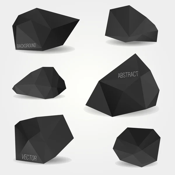 Векторный набор абстрактных черных современных кристаллических форм. Может использоваться в качестве этикеток, пузырьков для веб-сайта, инфографики, баннера . — стоковый вектор