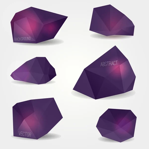 Set vettoriale di forme cristalline astratte moderne. Può essere utilizzato come etichette, bolle per sito web, infografica, banner . — Vettoriale Stock