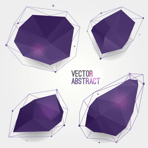 Vector uppsättning abstrakta modern crystal former med linjer och cirklar. Kan användas som etiketter, bubblor för hemsida, infographic, banner. — Stock vektor