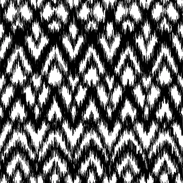 Patrón étnico ikat blanco y negro sin costura vectorial — Archivo Imágenes Vectoriales