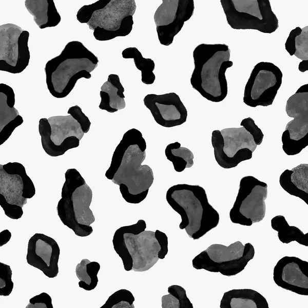 黒と白の水彩動物の皮でかわいいのシームレスなパターン ベクトル — ストックベクタ