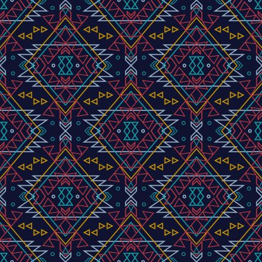 Vektör Dikişsiz dekoratif etnik desen. Kızılderili motifleri. Aztek kabile süsleme ile arka plan.