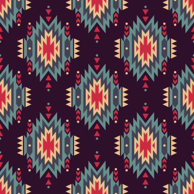 Vector seamless decorative ethnic pattern. American indian motifs. Background with aztec tribal ornament. clipart