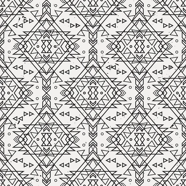 Vector grunge seamless decorative ethnic pattern. American indian motifs. Background with aztec tribal ornament. — Stok Vektör