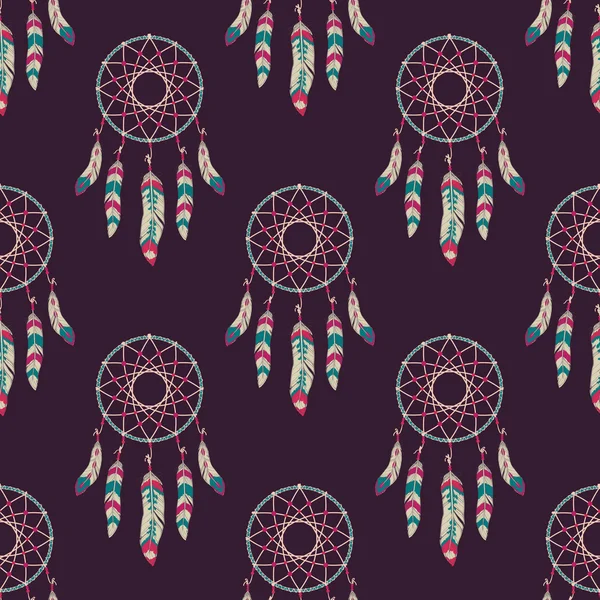 Vector seamless pattern with dream catchers — Stockvector