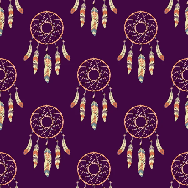 Vector seamless pattern with dream catchers — 스톡 벡터