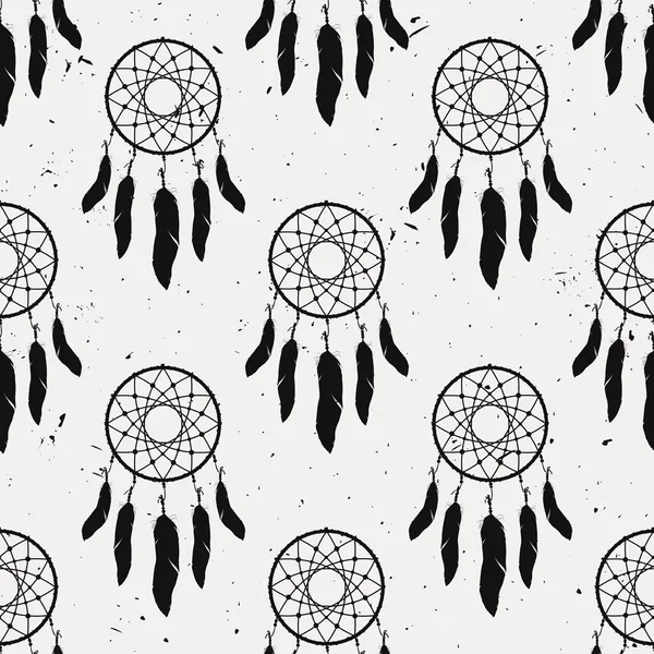 Vector grunge seamless pattern with dream catchers — Stock vektor