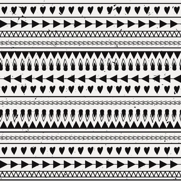 Grunge vectoriel motif sans couture avec des cœurs, des lignes, des flèches — Image vectorielle