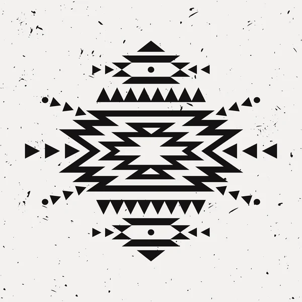 Vector grunge monochrome decorative ethnic pattern. American indian motifs. Background with black aztec tribal ornament. ストックベクター