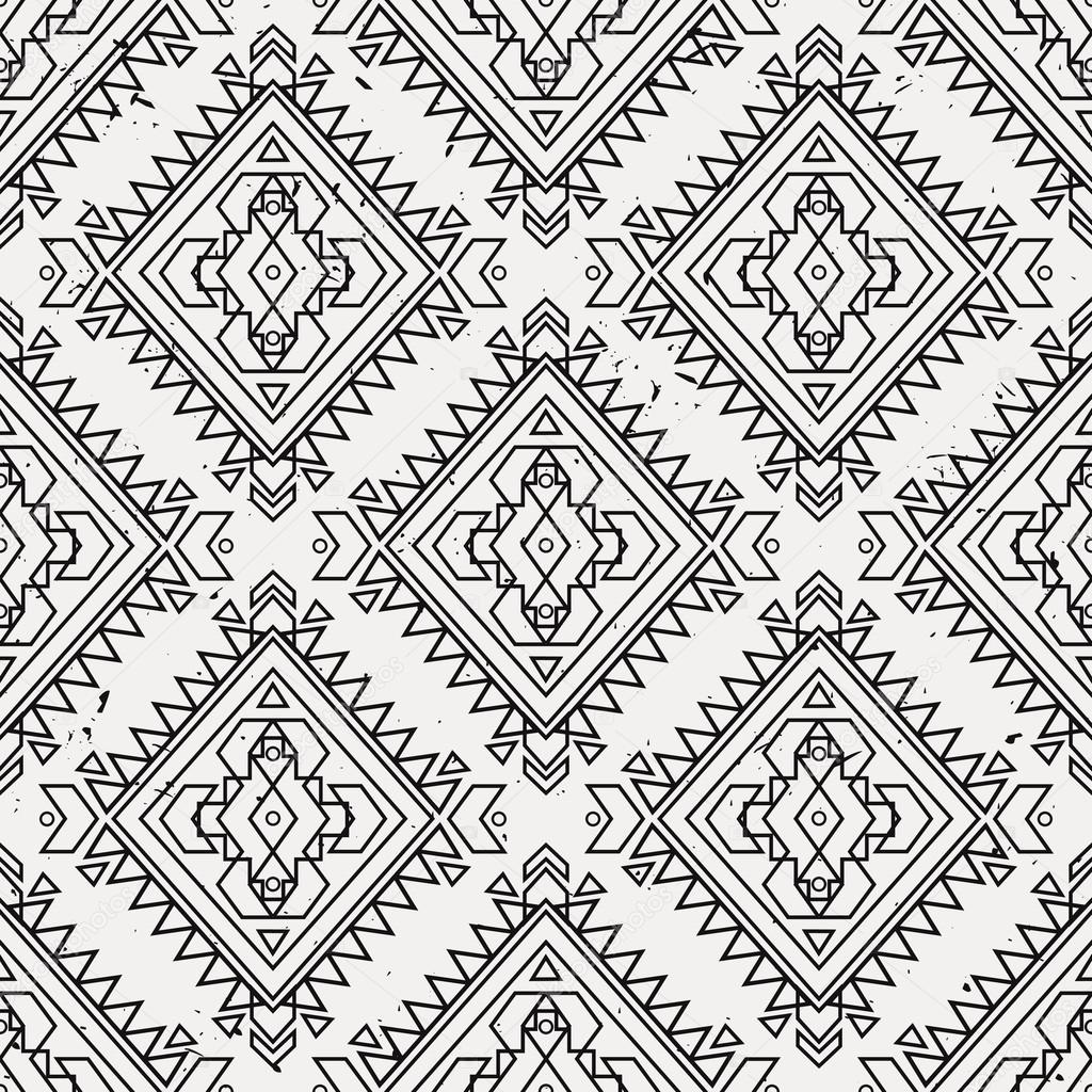 Vector grunge seamless decorative ethnic pattern. American indian ...