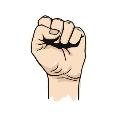 Vector illustration of clenched fist held high in protest