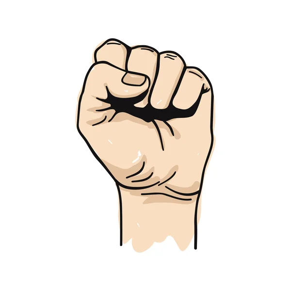 Vector illustration of clenched fist held high in protest — Stock vektor