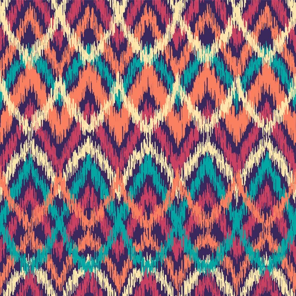 Vector colorful seamless ikat ethnic pattern. Zigzag graphic elements. — ストックベクタ