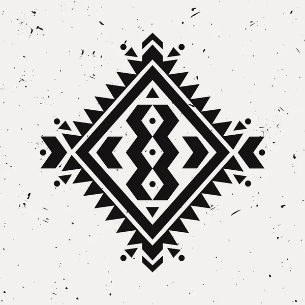 Grunge vectorial patrón étnico decorativo monocromo. Motivos indios americanos. Fondo con adorno tribal azteca negro. Estilo boho . — Archivo Imágenes Vectoriales