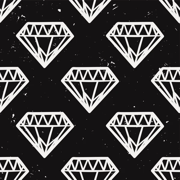 Patrón de grunge monocromo sin costura vectorial con diamantes vintage. Estilo rock and roll. Diseño hipster de moda . — Vector de stock