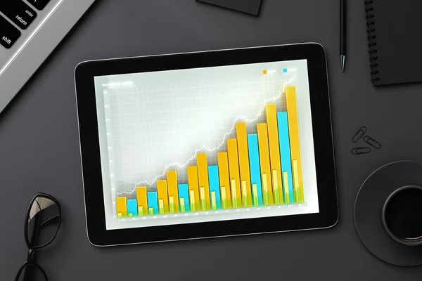 Geschäftsdiagramm auf digitalem Tablet — Stockfoto