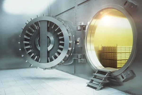 Bank vault with gold stacks side — Stock Photo, Image