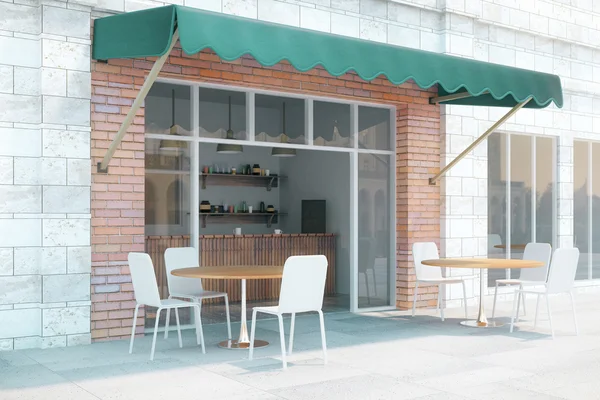咖啡馆与砖墙 — 图库照片