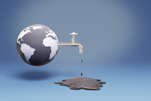 globe pouring oil through valve